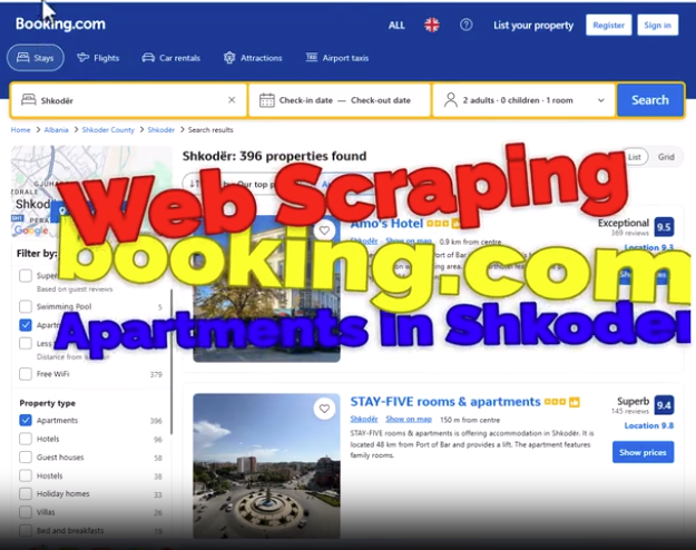 Web Scraping Booking.com project cover